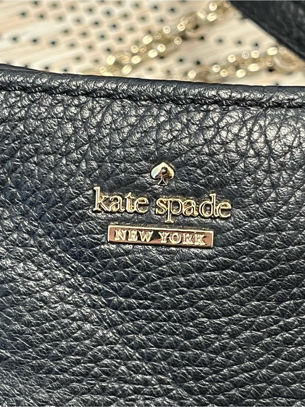 Kate Spade Jackson Street Ellery Convertible Bag Pebbled Black Leather Chain - Picture 13 of 16